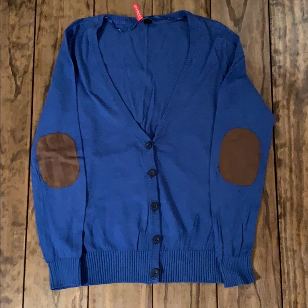 Blue sweater with elbow patches